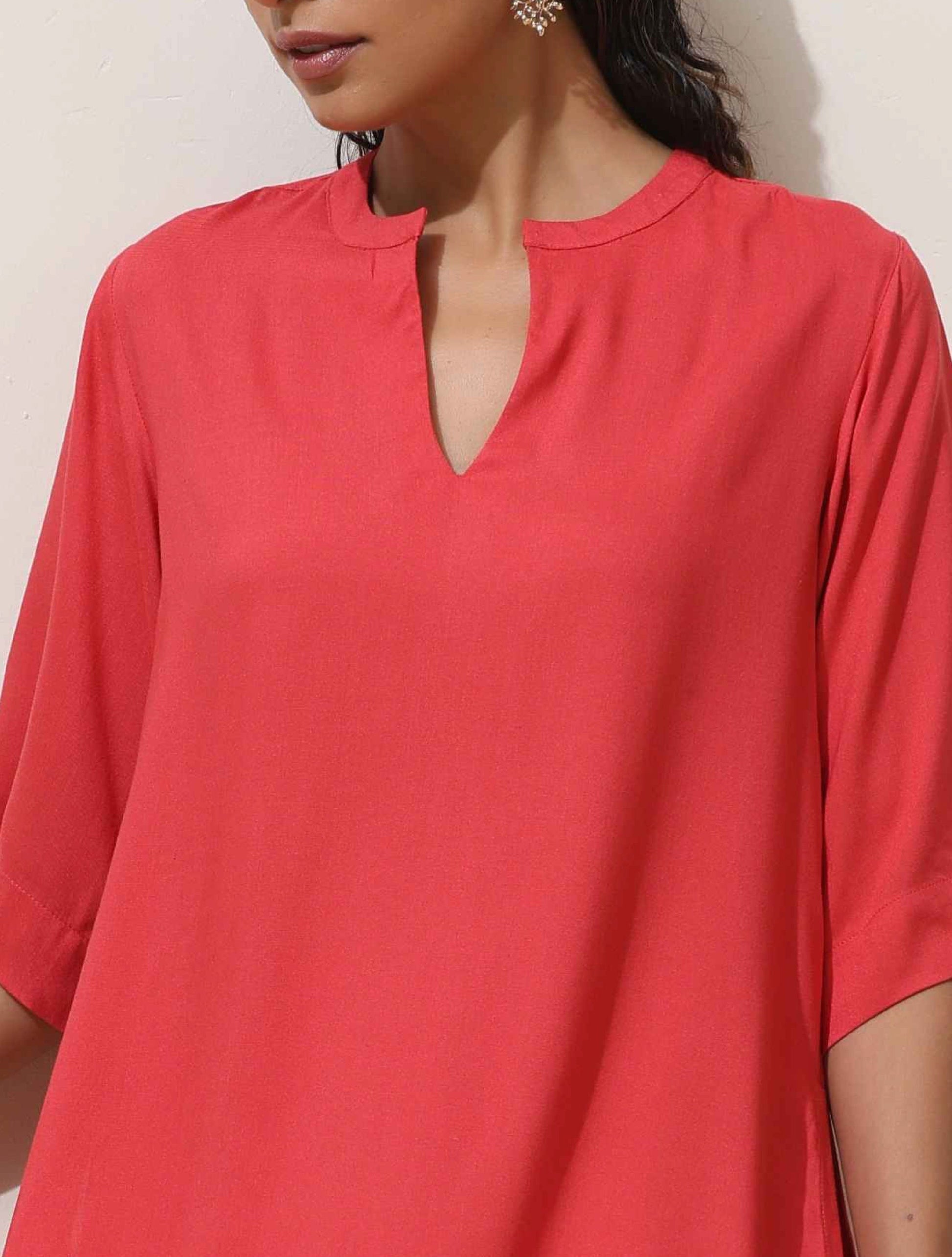 trueBrowns Coral Viscose Kurta Pant Set | Swadesiicart