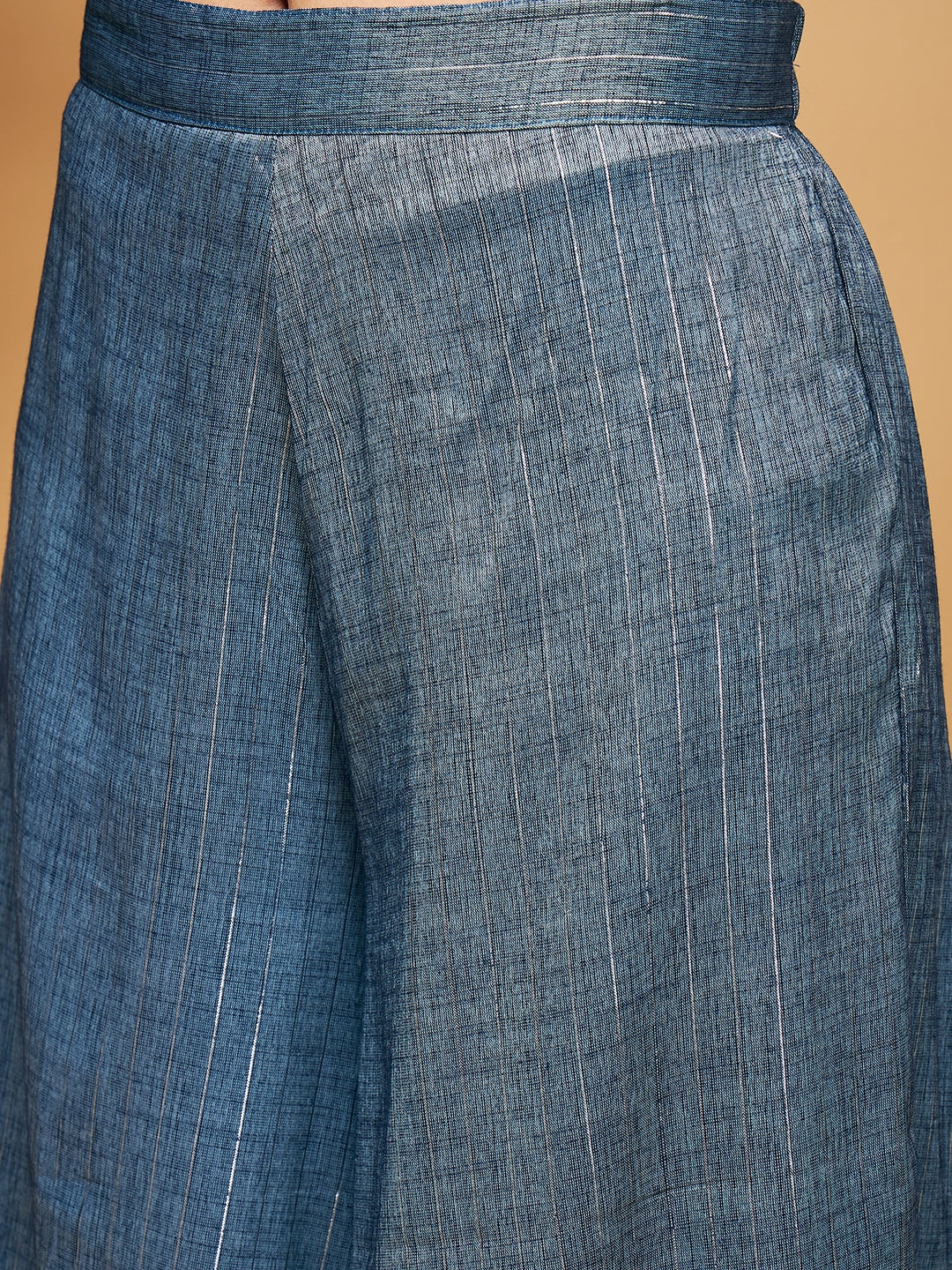 InWeave Women's Blue Lurex Short Pallazo Kurta Set - Swadesiicart