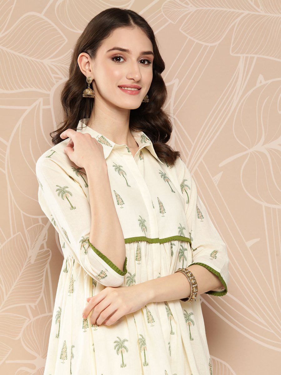 Ahalyaa Printed Cotton Tunic with Palazzos | Swadesiicart