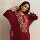 trueBrowns Maroon Kashmiri Embroidered Woollen Phiran Kurta | Swadesiicart