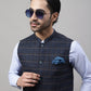 Even Apparels Men's Blue Nehru Jacket With Welt Pockets | Swadesiicart