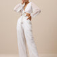 trueBrowns Chiffon White Dobby Tie Up Top | Swadesiicart