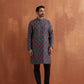 trueBrowns Men's Black Floral Printed Kurta | Swadesiicart