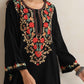trueBrowns Black Kashmiri Embroidered Woollen Phiran Kurta | Swadesiicart
