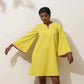 trueBrowns Lime Cotton Linen Dress | Swadesiicart