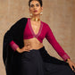 trueBrowns Rani Pink Velvet Embroidered Blouse | Swadesiicart