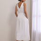 trueBrowns White Slub Texture Sleeveless Wrap Dress | Swadesiicart