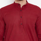 Even Apparels Maroon Pure Cotton Kurta With Band Collar | Swadesiicart