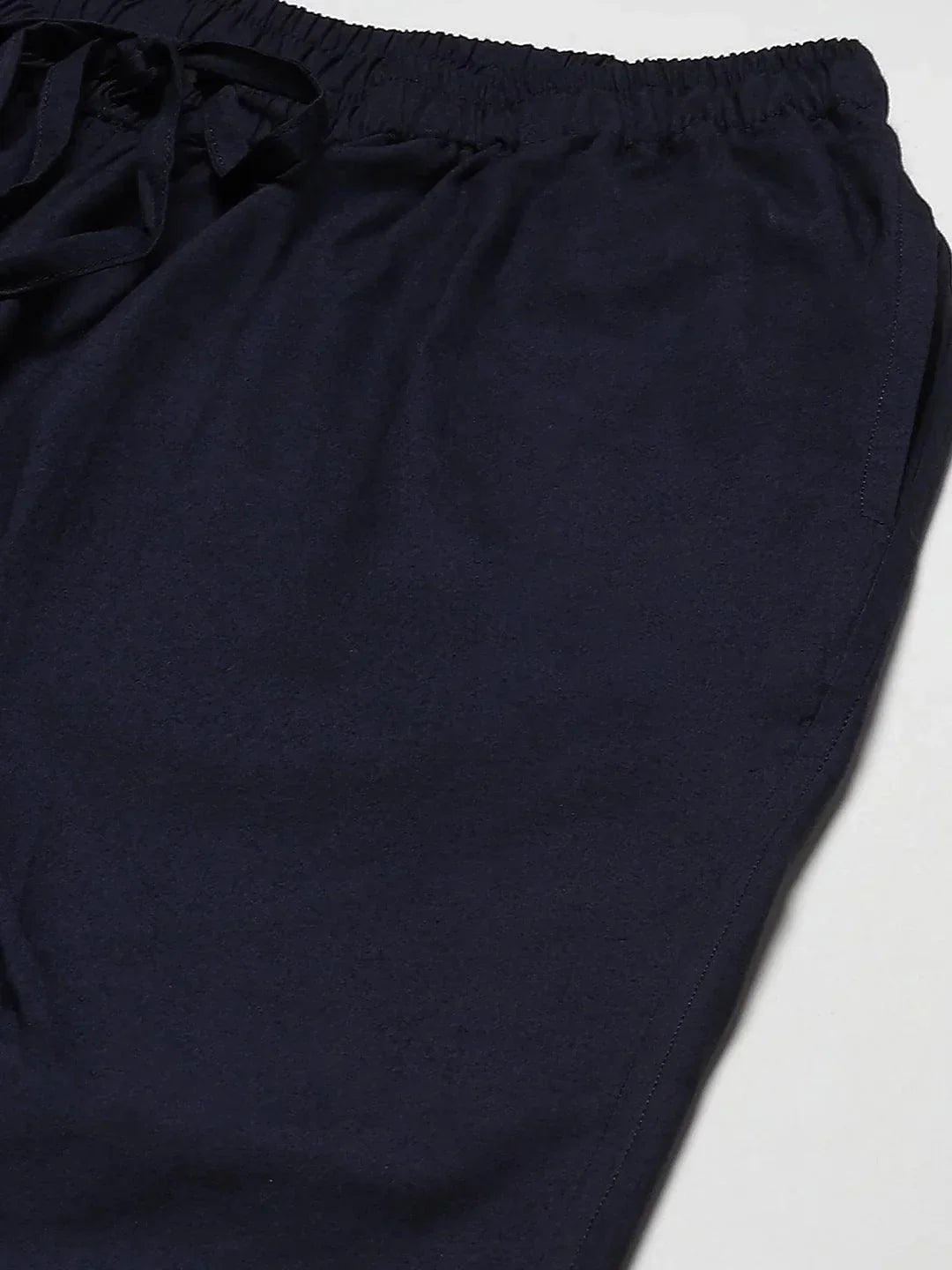 Fabmade Men's Navy Blue Cotton Linen Pyjama | Swadesiicart