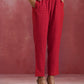 trueBrowns Red Cotton Dobby Kurta Co-ord set - Swadesiicart
