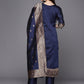 Ahalyaa Unstitched Navy Blue Dress Material | Swadesiicart