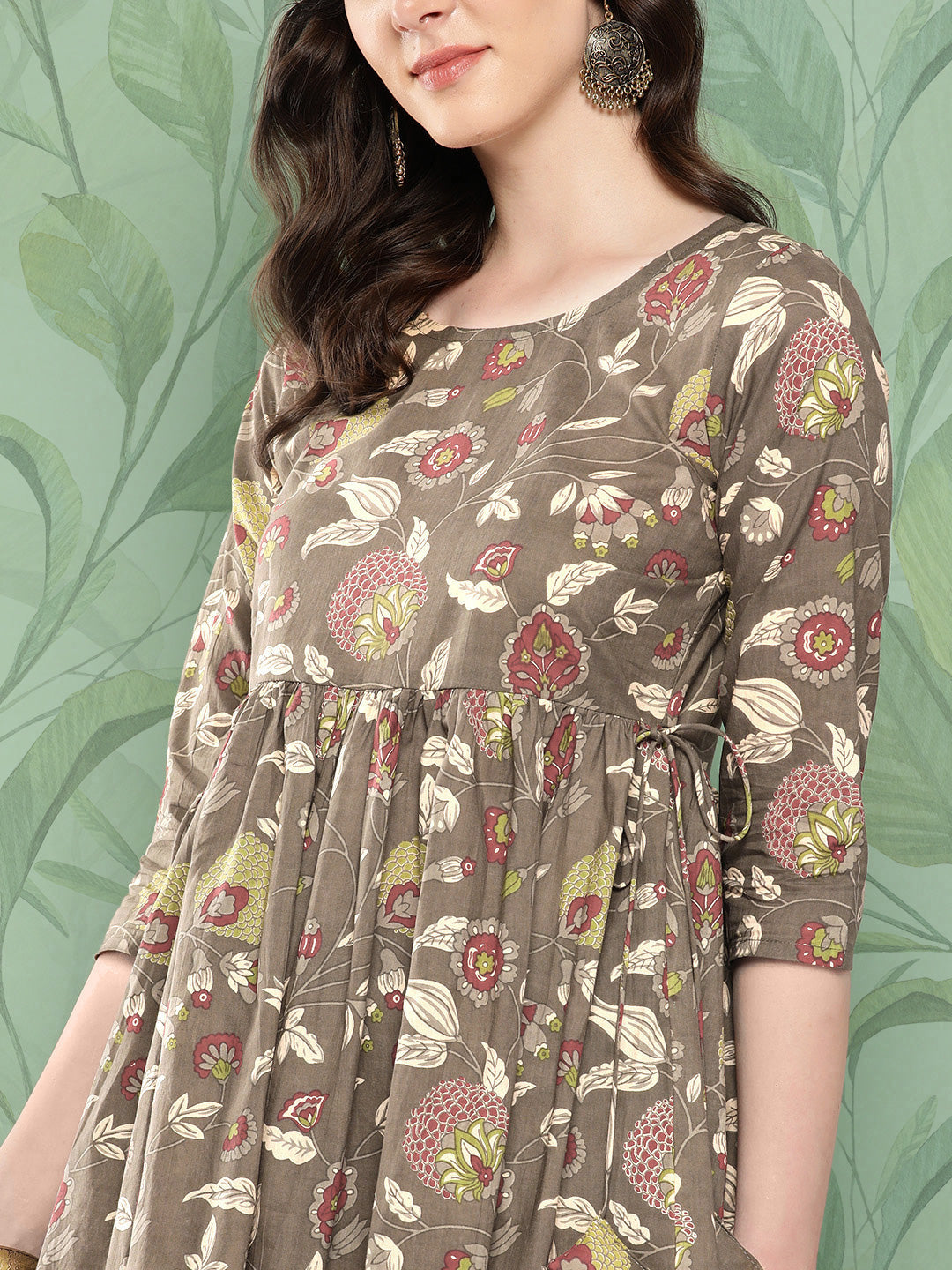 InWeave Women's Olive Shade Tropical Sharara Set - Swadesiicart