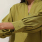 trueBrowns Pear Green Cotton Linen Kurta Pant Set | Swadesiicart