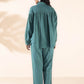 trueBrowns Turquoise Cotton Dobby Shirt Co-ord Set - Swadesiicart