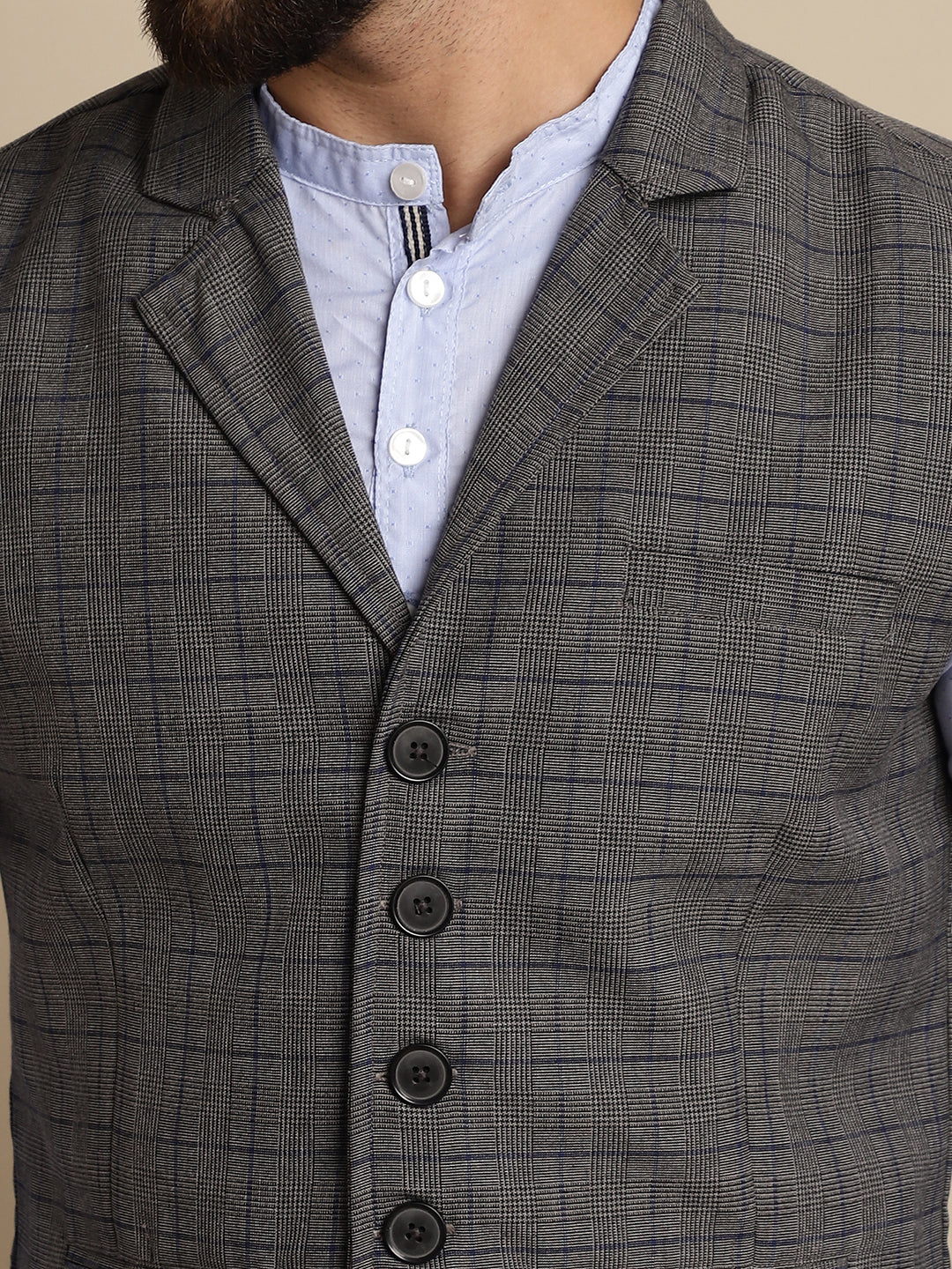 Even Apparels Men's Grey Waistcoat with Notched Lapel | Swadesiicart