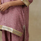 trueBrowns Dark Mauve Bandhani Printed Silk Loose Kurta Dhoti Pant Set | Swadesiicart