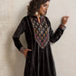 trueBrowns Black Velvet Geometric Embroidered Kurta Pant Dupatta Set | Swadesiicart