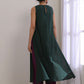 trueBrowns Dark Green Dobby Sleeveless Kurta Pant Set | Swadesiicart