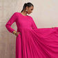 trueBrowns Pink Crinkle Anarkali Kurta Pant Dupatta Set | Swadesiicart