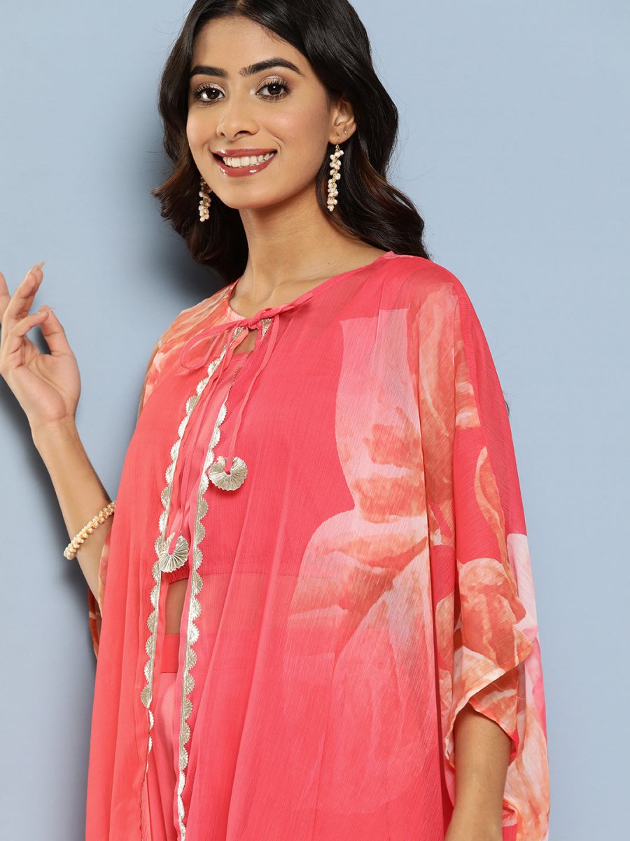 Ahalyaa Women Top with Palazzos & Shrug | Swadesiicart