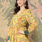 Ahalyaa Floral Printed Tie-Ups Crepe Empire Ethnic Dress | Swadesiicart