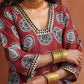 trueBrowns Maroon Print High Slit Kurta Set | Swadesiicart