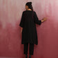 trueBrowns Black Cotton Dobby Kurta Co-ord set - Swadesiicart