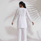 trueBrowns White Cotton Schiffli Co-ord Set - Swadesiicart