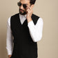 Even Apparels Men's Black Waistcoat With Patch Pocket | Swadesiicart