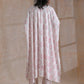 trueBrowns Pink Big Buta On White Print Cotton Panel Kaftan Kurta Pant Set | Swadesiicart