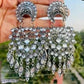 Tehzeeb Creations Women's Silver Colour Oxidised Earrings With Kundan | Swadesiicart