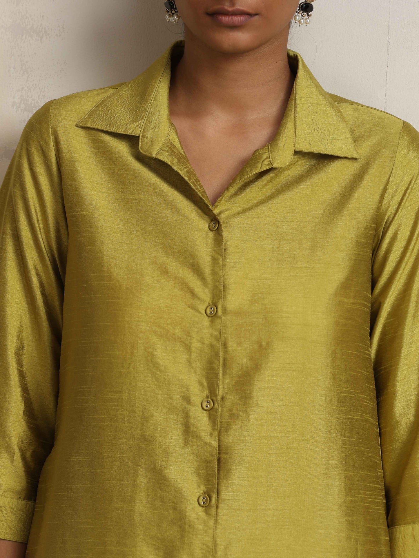 trueBrowns Green Shirt Kurta Set | Swadesiicart