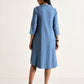 trueBrowns Light Blue Short Collared Dress | Swadesiicart