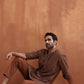 trueBrowns Men's Brown Cotton Dobby Short Kurta | Swadesiicart