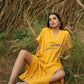 trueBrowns Mustard Cotton Dobby Oversized Dress | Swadesiicart