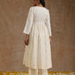 trueBrowns Ivory Gold Cotton Kalidar Kurta Set | Swadesiicart