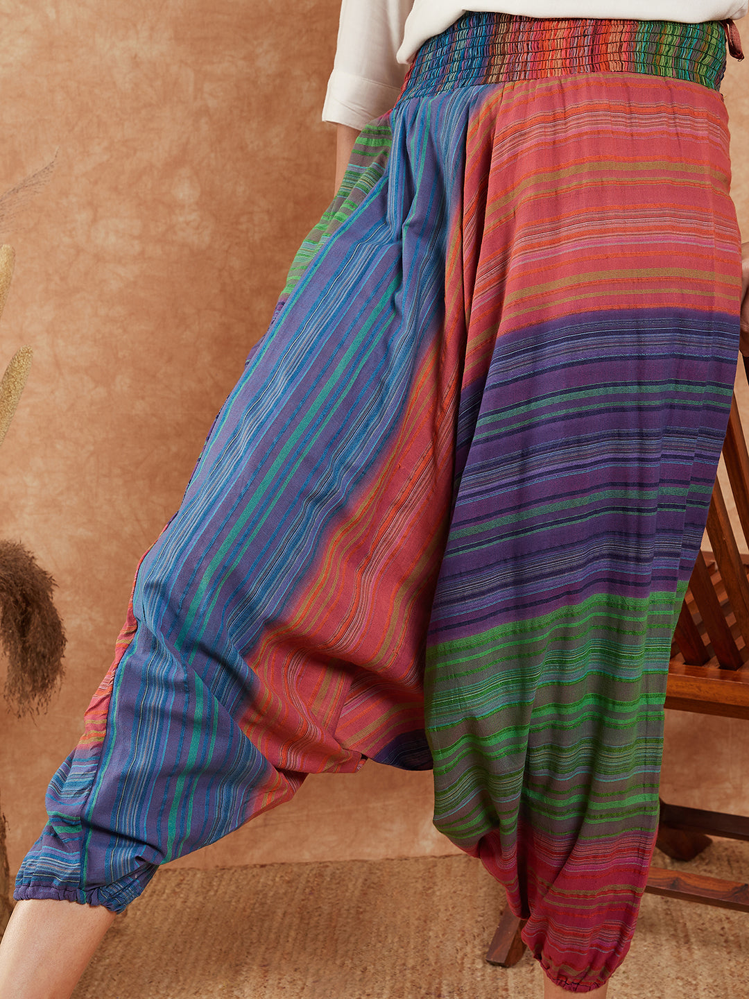 InWeave Women's Blue Multi Colour Harem Pant - Swadesiicart