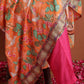 trueBrowns Orange Print Flared Anarkali Kurta Set | Swadesiicart
