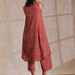 trueBrowns Rust Red Bagru Camel Print Cotton High-Low Co-Ord Set - Swadesiicart