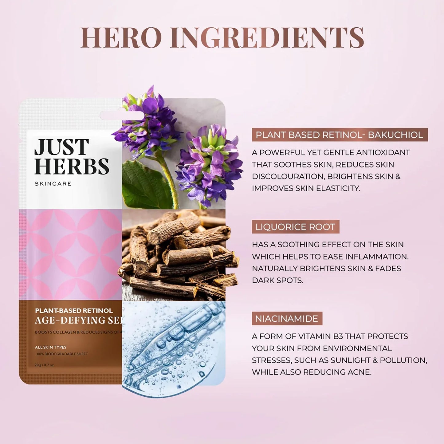 Just Herbs Plantbased Retinol+Liquorice Sheet Mask