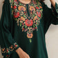 trueBrowns Green Kashmiri Embroidered Woollen Phiran Kurta | Swadesiicart