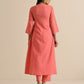trueBrowns Bright Pink Dobby Angrakha Kurta Pant Set | Swadesiicart