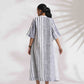 trueBrowns Off-White Cotton Multi Stripe Flared Dress | Swadesiicart