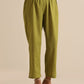 trueBrowns Fresh Green Dobby Puff Sleeve Kurta Pant Set | Swadesiicart