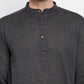 Even Apparels Grey Pure Cotton Kurta With Band Collar | Swadesiicart