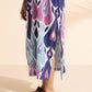 trueBrowns Blue Cotton Ikat Oversized Dress | Swadesiicart