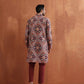 trueBrowns Men's Rust Geometric Printed Kurta | Swadesiicart