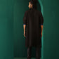 trueBrowns Men's Black Silk Long Kurta | Swadesiicart
