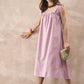 InWeave Dull Pink Linen Round Pleat Bow Dress - Swadesiicart