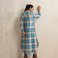 trueBrowns Beige Check Pleated Winter Dress | Swadesiicart